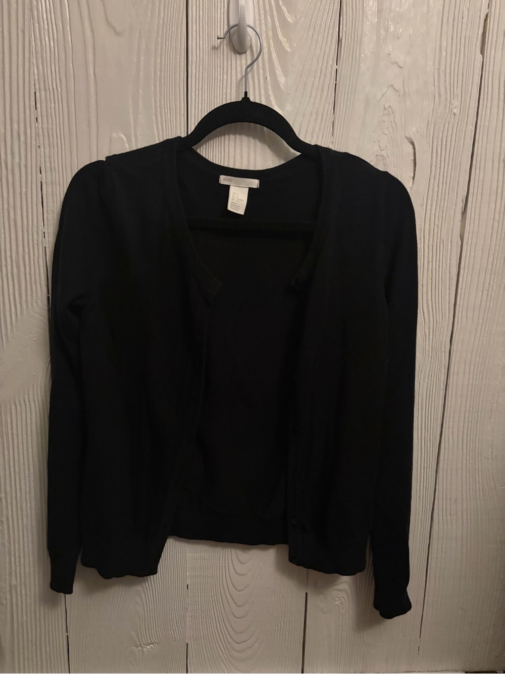 H&M Basic Black 100% Cotton Button Front Knit Cardigan Sweater Size S